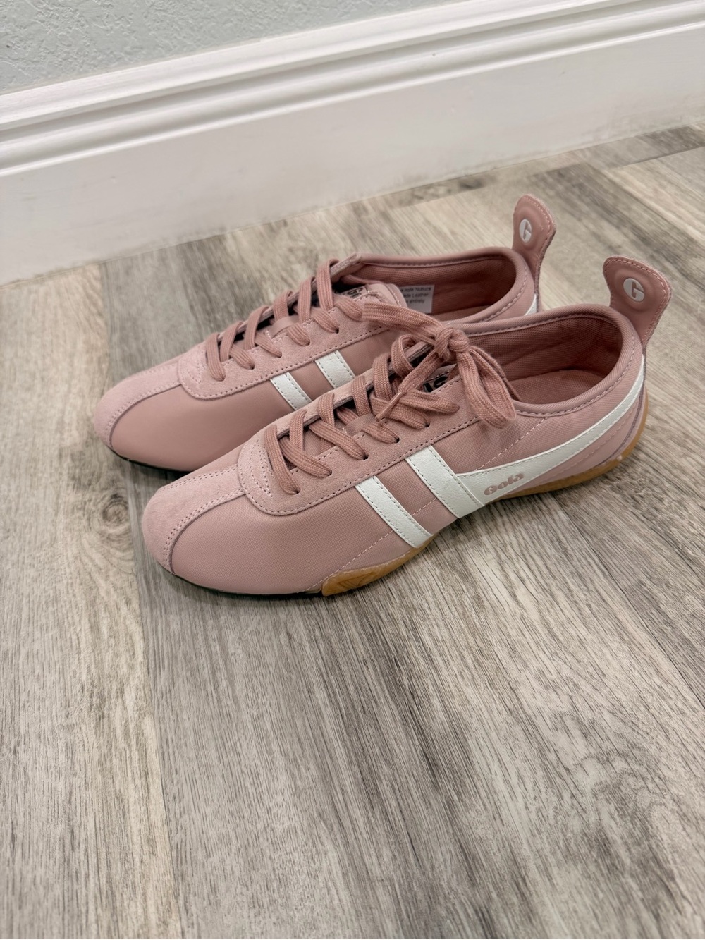 Gola Women's Blush Pink Retro Sneakers with White Stripes